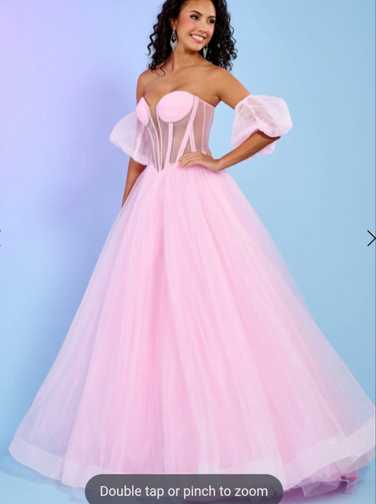 70630 pink fairytale Rachel Allan ball gown