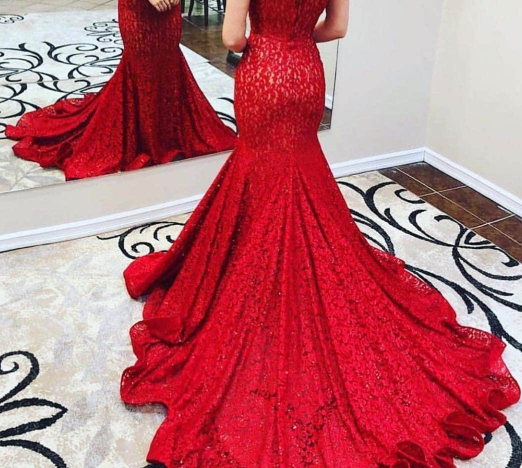 Red JOVANI 67988 lace sparkle with train rrp £650