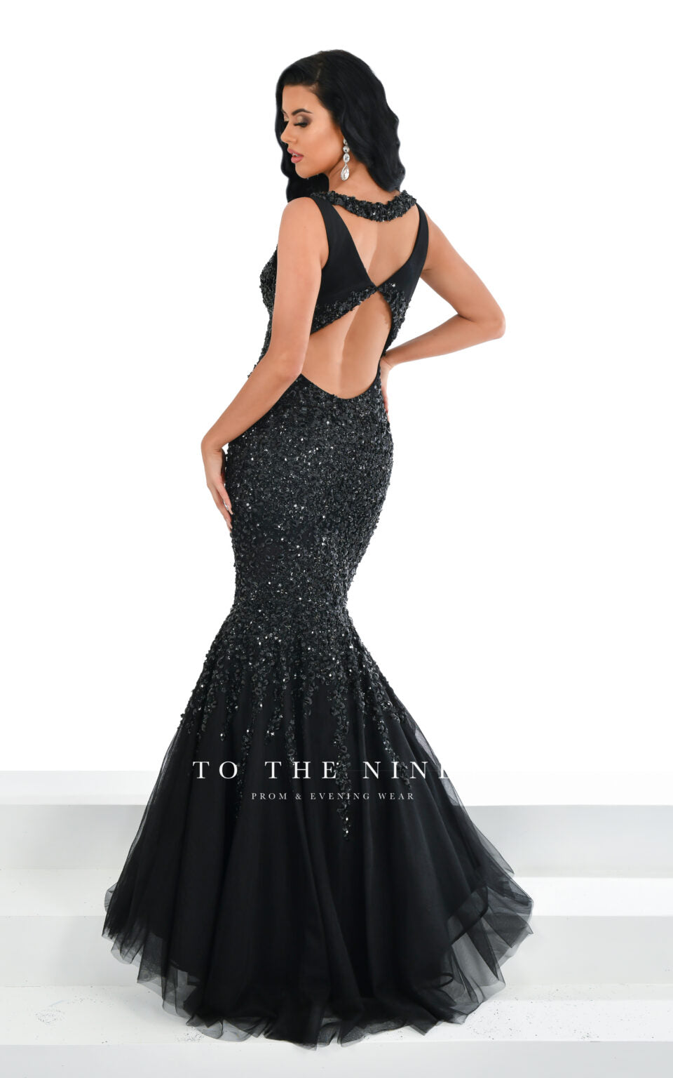 Tnl704 black fully crystal to the nines dress