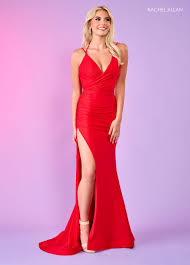 70289 red fitted Rachel Allan dress